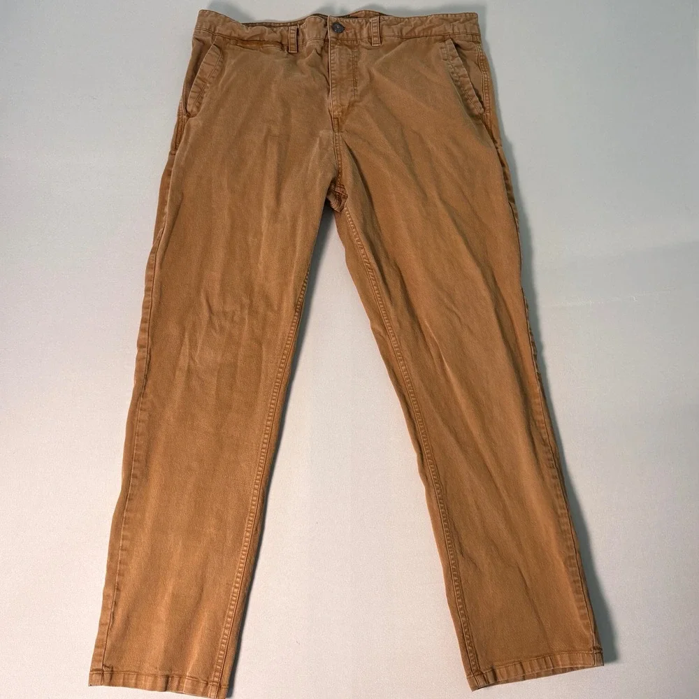 Roark Revival Men Brown Chino Pants Straight Leg Cotton Twill Size 38 SKU 264